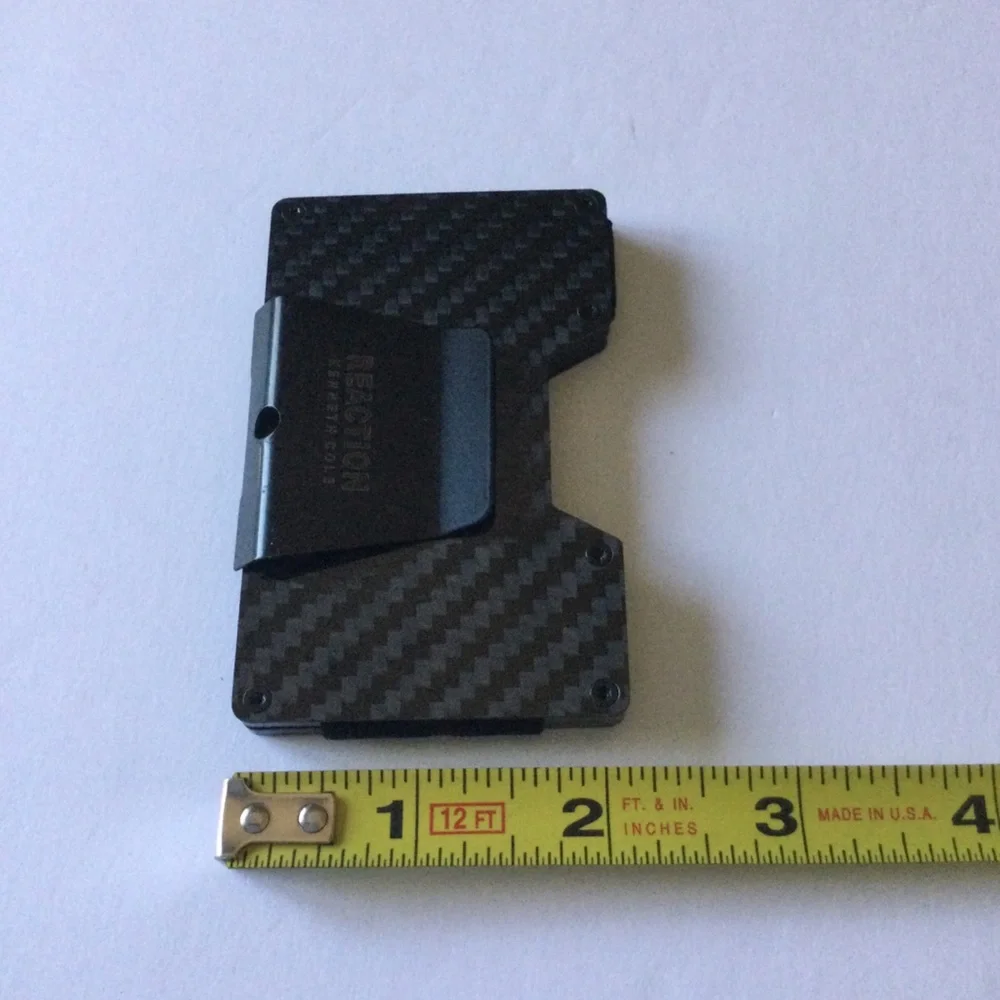 KENNETH COLE REACTION HARDSIDE METAL CARD CASE WALLET WITH MONEY CLIP BLACK/GRAY